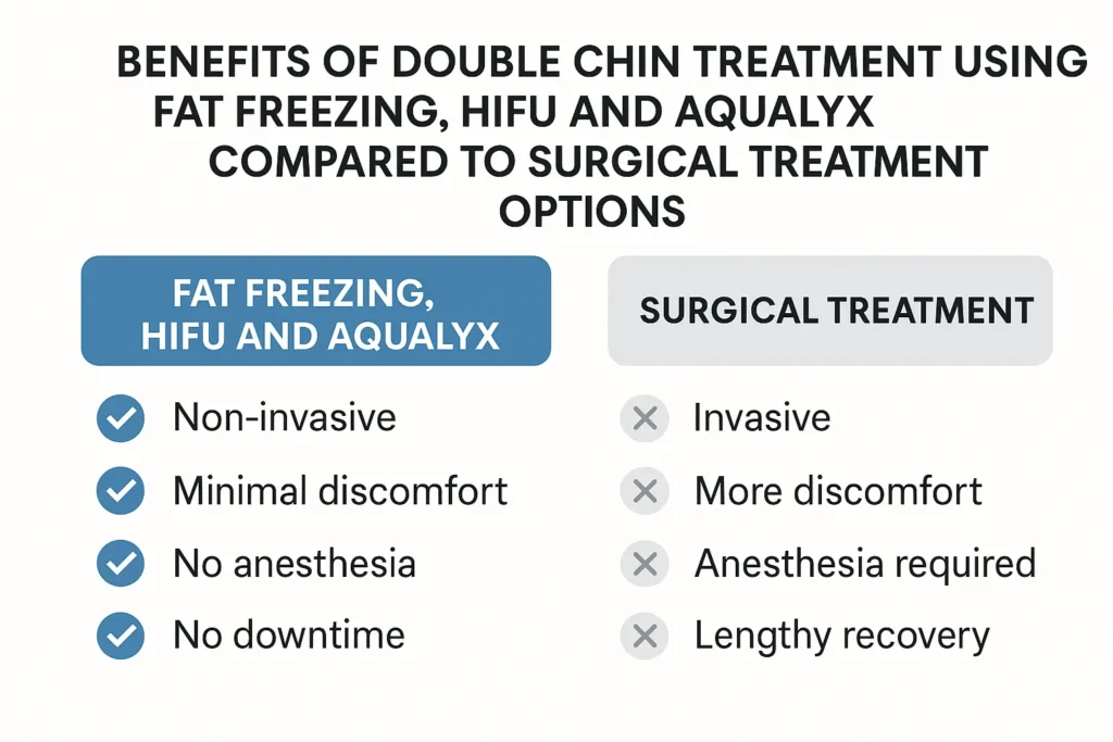 Graphic about the benefits of double chin treatment Thame - from LA LIPO